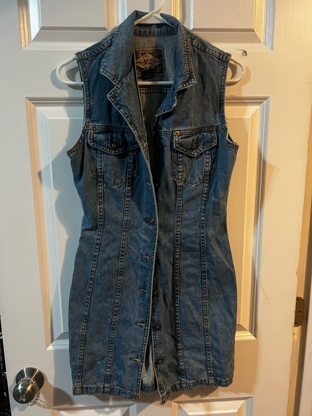 Express Light Blue Denim Jacket with Branded Patch